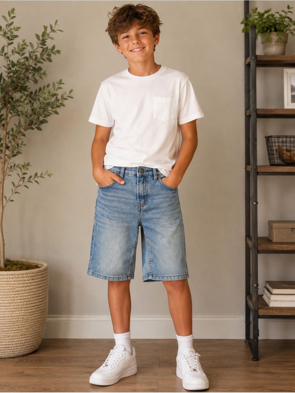 7 For All Mankind Light Wash Denim Shorts for Kids